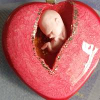 Kettenanhänger Herz mit Baby (Fötus) Inlay Bild 1