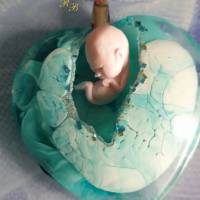 Kettenanhänger Herz mit Baby (Fötus) Inlay Bild 3