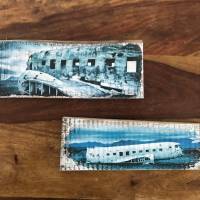 Island Flugzeugwrack Holzbild - Weinkisten Upcycling, 9x23 cm, Wanddeko, Shabby Style, retro, Dekoration, Wandbild Bild 9