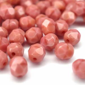 20 Carnation Pink Coral böhmische Perlen 6mm, tschechische feuerpolierte facettierte Glasperlen DIY Glasschliff Bild 4