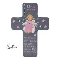 Schutzengelkreuz  Mädchen Taufkreuz, Kinderkreuz Geschenk zur Taufe / Geburt Bild 1