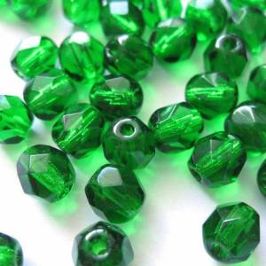 20 Dark Green böhmische Perlen 6mm, tschechische feuerpolierte facettierte Glasperlen DIY Glasschliff Bild 2