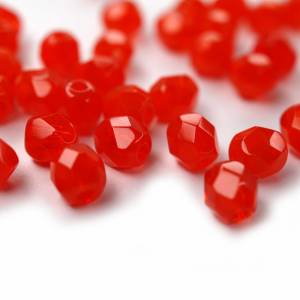 50   Opal/Transparent  Red böhmische Perlen 4mm, tschechische feuerpolierte facettierte Glasperlen DIY Glasschliff Bild 1