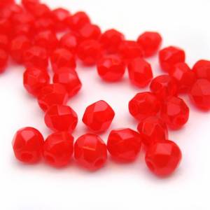 50   Opal/Transparent  Red böhmische Perlen 4mm, tschechische feuerpolierte facettierte Glasperlen DIY Glasschliff Bild 2