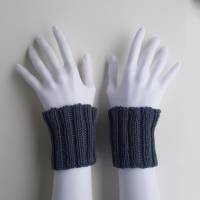 Pulswärmer 100 % Merino-Wolle handgestrickt grau oder Wunschfarbe - Damen - Einheitsgröße - Modell 3 Bild 2
