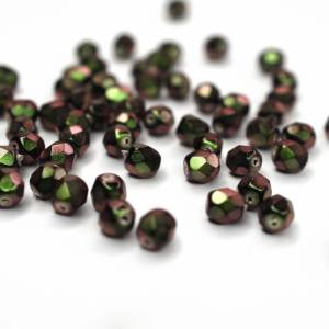 50   Polynesian Colors Jet Green böhmische Perlen 4mm, tschechische feuerpolierte facettierte Glasperlen DIY Glasschliff Bild 1