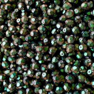 50   Polynesian Colors Jet Green böhmische Perlen 4mm, tschechische feuerpolierte facettierte Glasperlen DIY Glasschliff Bild 3