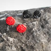 Rosen Rose Schwarz oder rot     Ohrstecker Ohrringe Bild 1