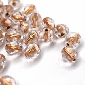 20 Copper Line Crystal böhmische Perlen 6mm, tschechische feuerpolierte facettierte Glasperlen DIY Glasschliff Bild 1