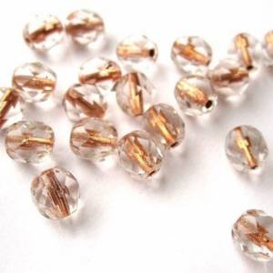 20 Copper Line Crystal böhmische Perlen 6mm, tschechische feuerpolierte facettierte Glasperlen DIY Glasschliff Bild 5
