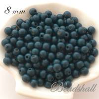 40 Holzperlen 8 mm Perlen Farbe Dunkel Petrolblau (gefärbt) Bild 1