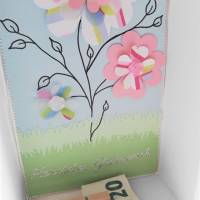 Verpackung für Geldgeschenk, Geschenkbox, Geschenkverpackung, Herzlichen Glückwunsch, Blumenwiese mit Biene Bild 5
