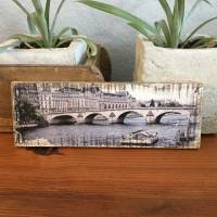 Paris Boot Brücke Seine Holzbild - Weinkisten Upcycling, 9x23 cm, Wanddeko, Shabby Style, retro, Dekoration, Wandbild Bild 8