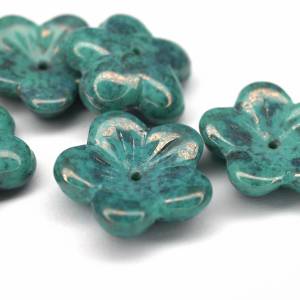 5  16x4mm Turquoise Luster böhmische Blumen Perlen Bild 1