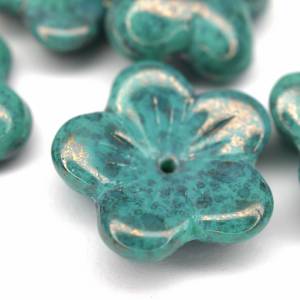 5  16x4mm Turquoise Luster böhmische Blumen Perlen Bild 3