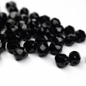 50 Jet Schwarz böhmische Perlen 4mm, tschechische feuerpolierte facettierte Glasperlen DIY Glasschliff Bild 1