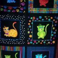 Wandbehang aus dem Stoffpanel "Coole Cats" von Loralie Design genäht Bild 4