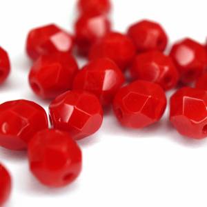20 Opaque Red böhmische Perlen 6mm, tschechische feuerpolierte facettierte Glasperlen DIY Glasschliff Bild 1