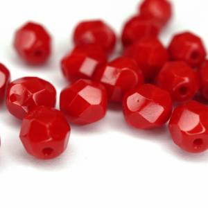 20 Opaque Red böhmische Perlen 6mm, tschechische feuerpolierte facettierte Glasperlen DIY Glasschliff Bild 3