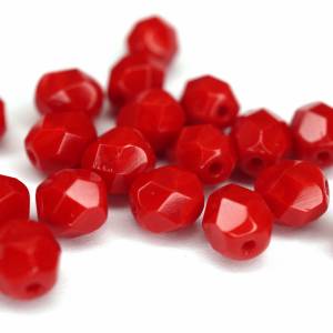 20 Opaque Red böhmische Perlen 6mm, tschechische feuerpolierte facettierte Glasperlen DIY Glasschliff Bild 4