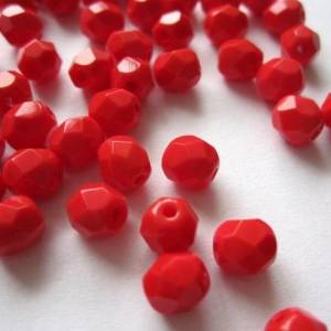 20 Opaque Red böhmische Perlen 6mm, tschechische feuerpolierte facettierte Glasperlen DIY Glasschliff Bild 5