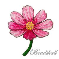 Bügelbild Blume mit Stiel pink Applikationen Bild 1