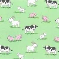 Jersey Baumwolljersey Kuh, Schwein, Schaf  grün Oeko-Tex Standard 100(1m/15,-€) Bild 2