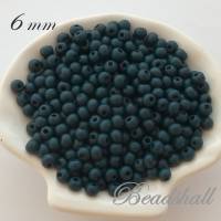50 Holzperlen 6 mm Perlen Farbe Dunkel Petrolblau (gefärbt) Bild 1