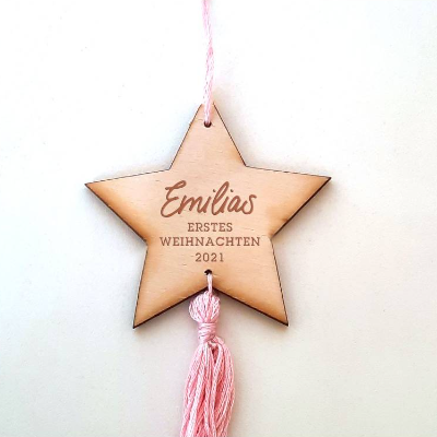 Anhänger "Erstes Weihnachten" Lasercut mit Gravur