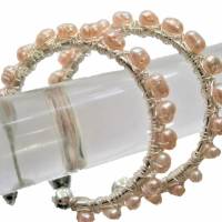 Perlenohrringe rosa pastell handgemacht Creolen Ohrringe Perlen Keshiperlen Bild 1