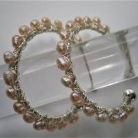 Perlenohrringe rosa pastell handgemacht Creolen Ohrringe Perlen Keshiperlen Bild 2