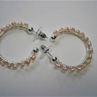 Perlenohrringe rosa pastell handgemacht Creolen Ohrringe Perlen Keshiperlen Bild 5