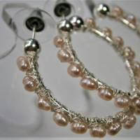 Perlenohrringe rosa pastell handgemacht Creolen Ohrringe Perlen Keshiperlen Bild 6