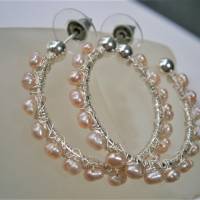 Perlenohrringe rosa pastell handgemacht Creolen Ohrringe Perlen Keshiperlen Bild 7
