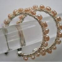Perlenohrringe rosa pastell handgemacht Creolen Ohrringe Perlen Keshiperlen Bild 8