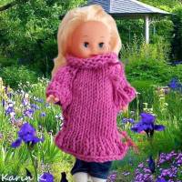 Puppen- Kleid Pullover Tunika Fuchsia Rosé- Pink Boho- Style mit Geburtstagskarte und Geschenktasche Bild 3