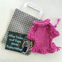 Puppen- Kleid Pullover Tunika Fuchsia Rosé- Pink Boho- Style mit Geburtstagskarte und Geschenktasche Bild 4