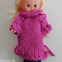 Puppen- Kleid Pullover Tunika Fuchsia Rosé- Pink Boho- Style mit Geburtstagskarte und Geschenktasche Bild 6