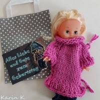 Puppen- Kleid Pullover Tunika Fuchsia Rosé- Pink Boho- Style mit Geburtstagskarte und Geschenktasche Bild 7