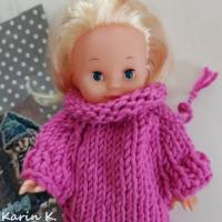 Puppen- Kleid Pullover Tunika Fuchsia Rosé- Pink Boho- Style mit Geburtstagskarte und Geschenktasche Bild 8