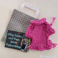Puppen- Kleid Pullover Tunika Fuchsia Rosé- Pink Boho- Style mit Geburtstagskarte und Geschenktasche Bild 9