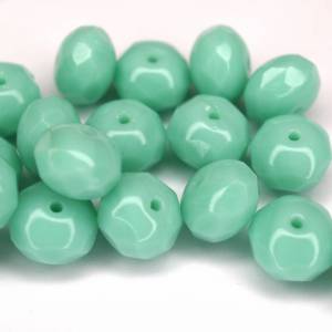 10 Opaque Turquoise Rondelle böhmische Perlen 6x8mm, tschechische feuerpolierte facettierte Glasperlen DIY Glasschliff Bild 4