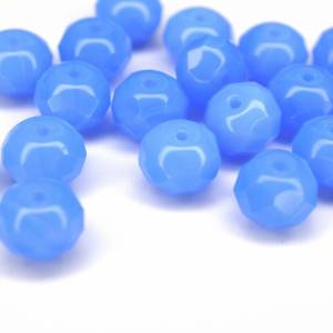 10 Milky Sapphire Rondelle böhmische Perlen 6x9mm, tschechische feuerpolierte facettierte Glasperlen DIY Glasschliff Bild 1