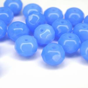 10 Milky Sapphire Rondelle böhmische Perlen 6x9mm, tschechische feuerpolierte facettierte Glasperlen DIY Glasschliff Bild 2
