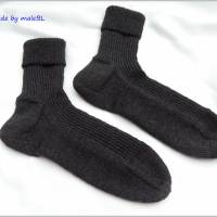 Handgestrickte Wollsocken, Socken, Stricksocken, Dunkelgrau Bild 3