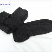 Handgestrickte Wollsocken, Socken, Stricksocken, Dunkelgrau Bild 4
