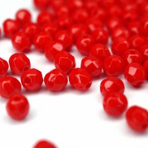 50 Opaque Red böhmische Perlen 4mm, tschechische feuerpolierte facettierte Glasperlen DIY Glasschliff Bild 1