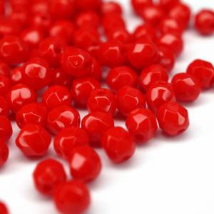 50 Opaque Red böhmische Perlen 4mm, tschechische feuerpolierte facettierte Glasperlen DIY Glasschliff Bild 2