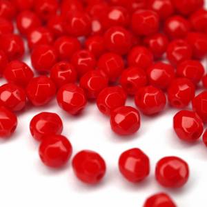 50 Opaque Red böhmische Perlen 4mm, tschechische feuerpolierte facettierte Glasperlen DIY Glasschliff Bild 3