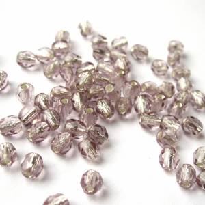 50   Silver Lined Light Amethyst böhmische Perlen 4mm, tschechische feuerpolierte facettierte Glasperlen DIY Glasschliff Bild 5